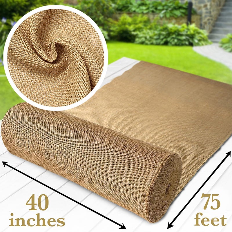 Burloptuous 40" x75 Feet Gardening Burlap Fabric Roll - Burlap Tree Wrap, Weed Barrier, Erosion Control, Aisle Runner, Multipurpose Natural Jute Fabric, High Density Material - Image 2
